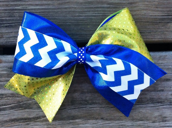 Blue and Gold Hair Bow Set - wide 4