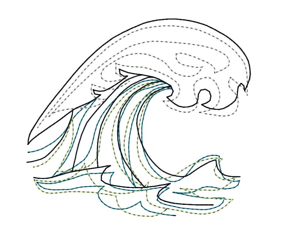 Wave Machine Embroidery Pattern Design Download 5 Sizes Modern