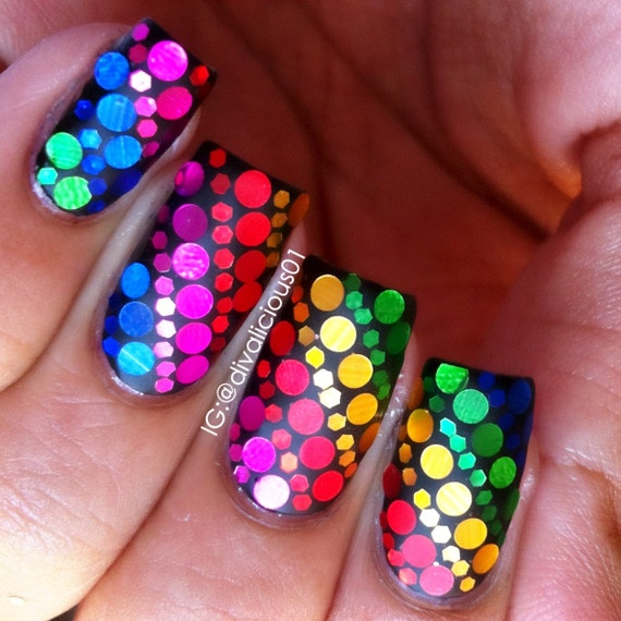 Items similar to 10 pcs False Nails - Rainbow Glitter Nails on Etsy