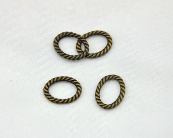 Twisted suspension loop -30pcs Ancient bronze Oval twisted lines Charm Pendants--- 12*16mm --Q0048