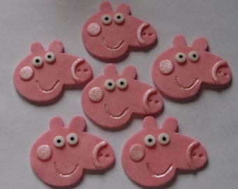 Peppa Pig Cupcake Topper Decorations - Fondant Peppa Pig Cake Topper, Party Decor, Birthday