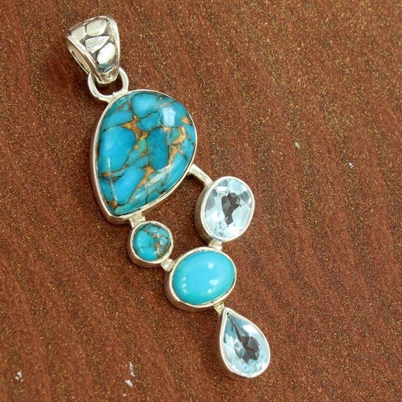 Blue Turquoise Blue Topaz Arizona by jewelrycraftsupplier on Etsy