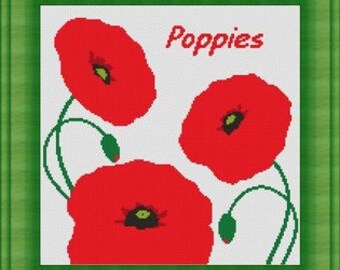 POPPIES/ coquelicots -Counted cross stitch pattern /grille point de croix ,Cross Stitch PDF, Instant download , free shipping