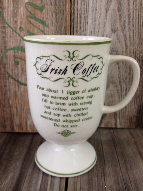 Vintage Set Irish Coffee Mugs Cups With Recipe by KatiesAngelwings