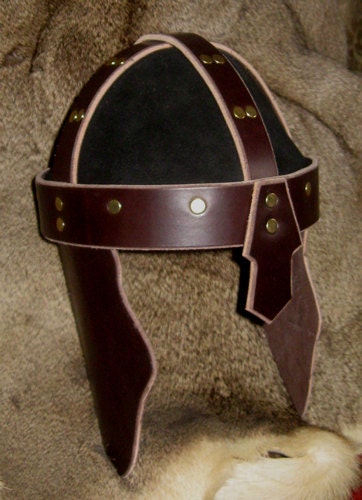 Child's Leather Viking Battle Helmet with Cheek Guards