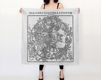 Constellation Map Scarf - Zodiac Chart - Astrology - Silk Scarf