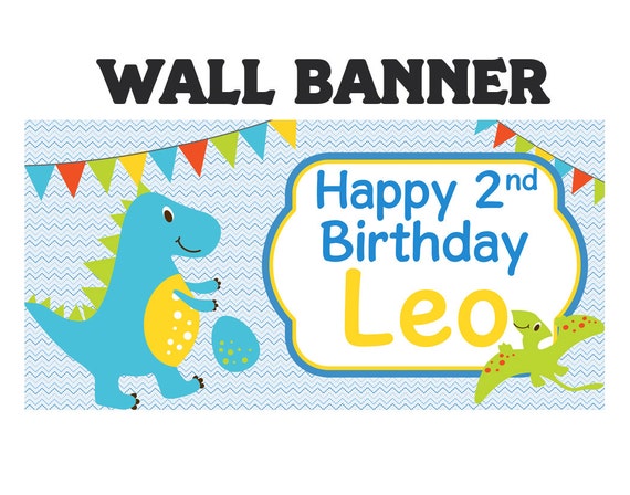 Dinosaur Happy Birthday Banner Personalized Dino Boy Party