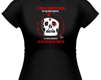Last Stand Clothing Women's Patriotic Anti Communist Right Wing Dead Che Guevara Black Tee Shirt