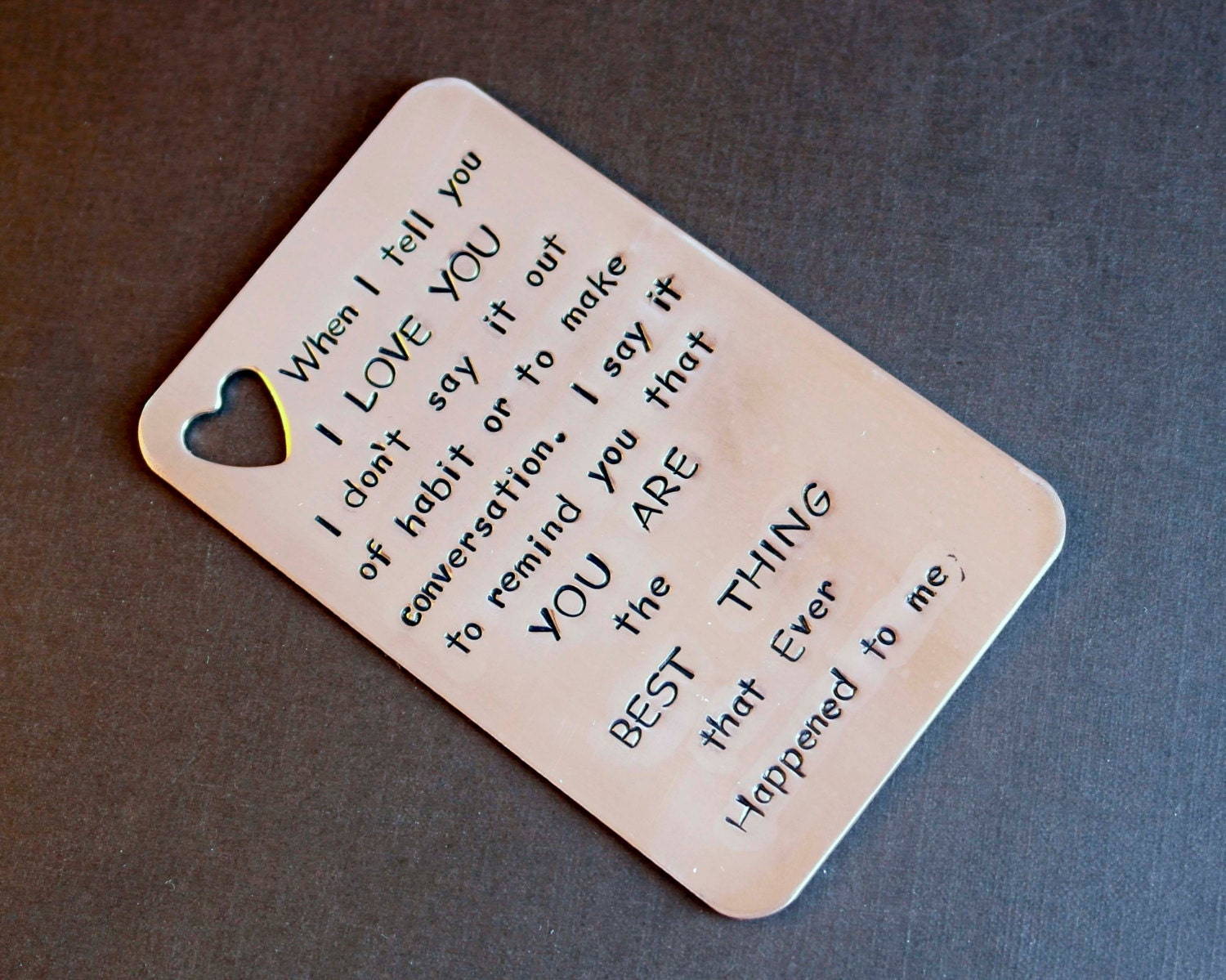 Hand Stamped Wallet Insert Card Customized personal messages
