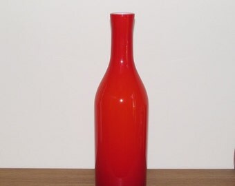 Red bottle vase vintage cased glass Holmegaard ? Ekenas? Elme? Lindshammar?