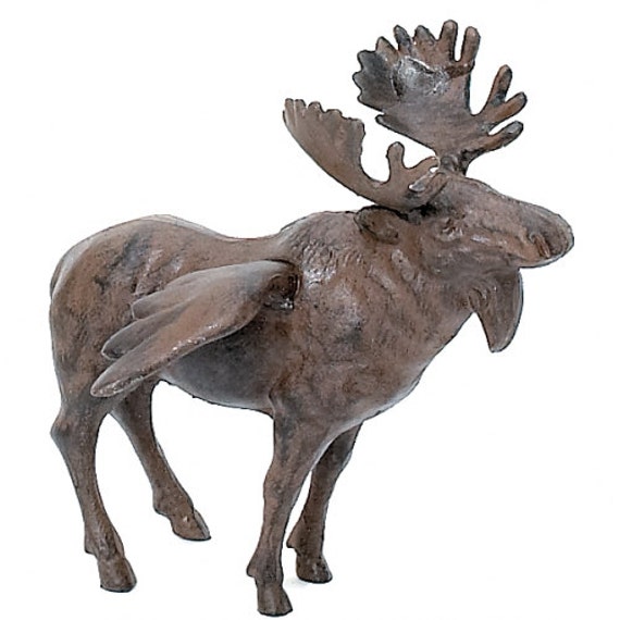 Moose Figurine Winged Moose Angel Cast Iron by FurFinFeathers