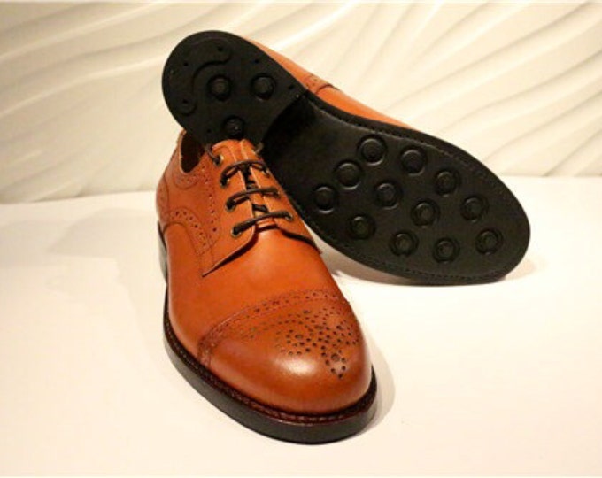 Handmade Goodyear Welted Brogue Carving Men's Shoes,Bluches