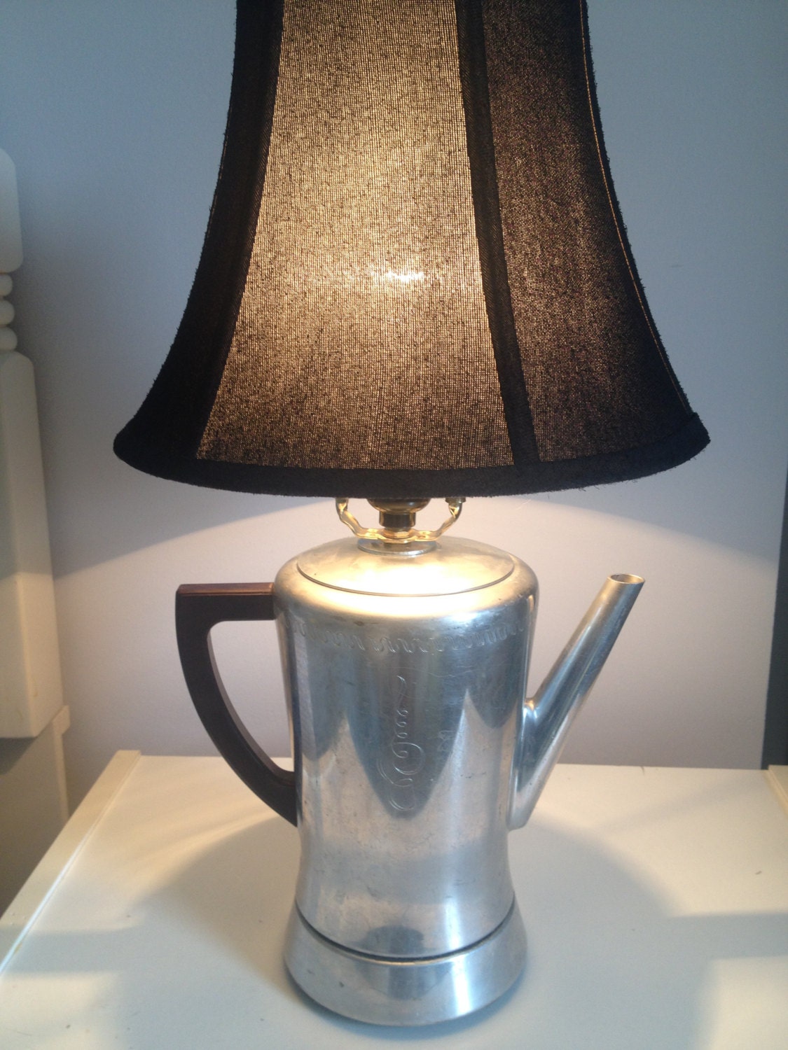 Vintage coffee pot lamp
