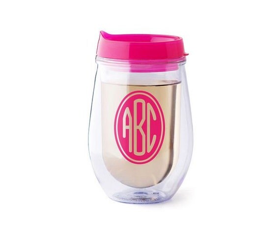 etsy tumbler Stemless similar Wine  Monogrammed Items Pink to Lid