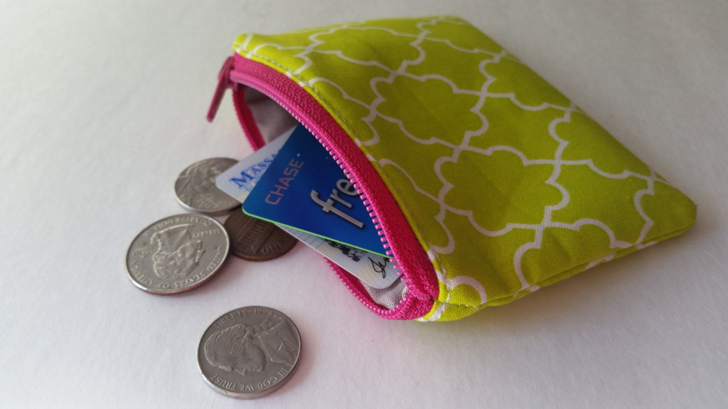 funky fabric pattern zippered coin purse small by FabuMimi on Etsy