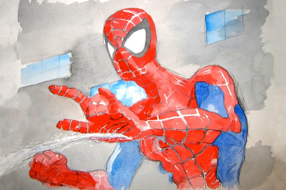 Spiderman Watercolor Painting Print