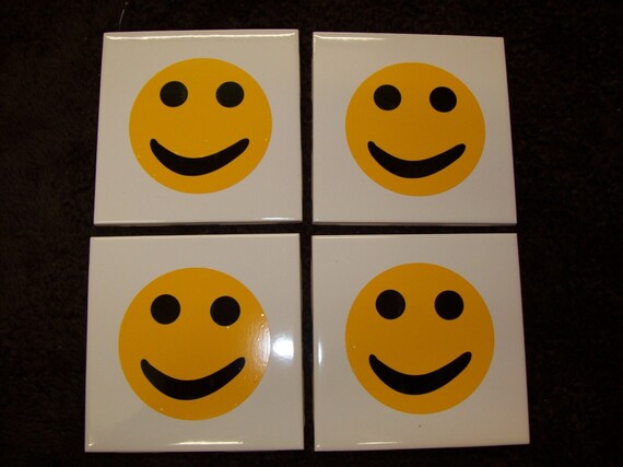 FREE SHIPPING Smiley Face 4 X 4 Coasters by CornholeBagsnMore