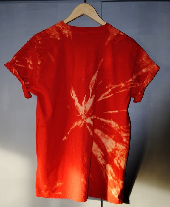 Bleach Dyed Red T-Shirts by DinahLuceaShoppe on Etsy