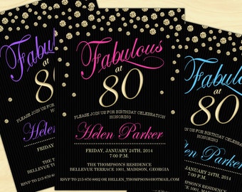 80th Birthday Invitation / 70th / 90th / Any Age / Digital Printable Invitation / Customized