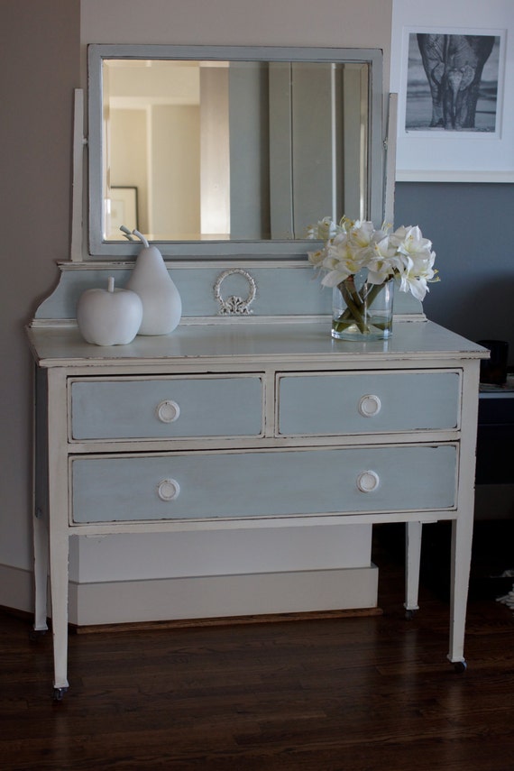 Items Similar To Light Blue Rustic Dresser With Mirror On Etsy   Il 570xN.622499673 Qj1b 