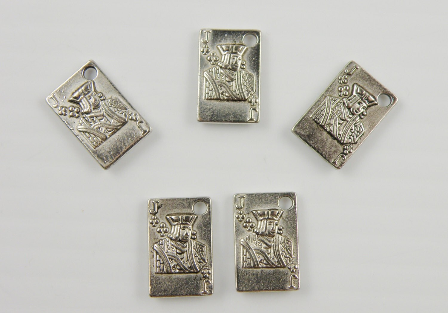 10 Deck of Cards Jack Clover Silver Tone Charms from BohoTov on Etsy Studio
