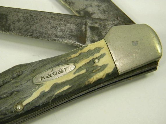 Vintage early Ka Bar folding hunter knife by ABALONESCALESKNIVES