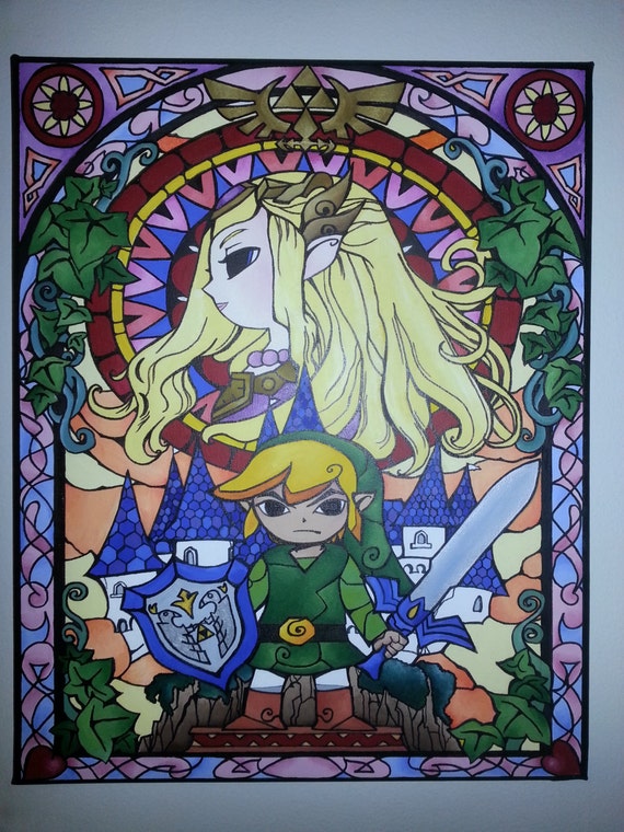 Legend of Zelda Stained Glass Window Painting