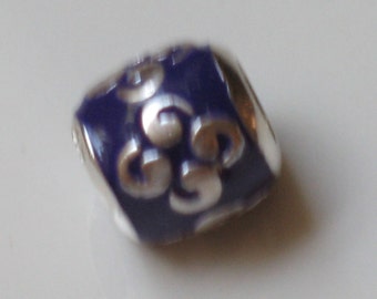 925 Sterling Silver Zen Enamel Purple Charm for European Bracelet