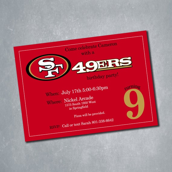 San Francisco 49ers Digital Birthday Invitation. By MeghansView