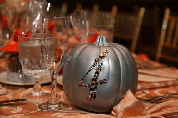 Custom 1-8 Bedazzled Foam Pumpkin Wedding Table Numbers