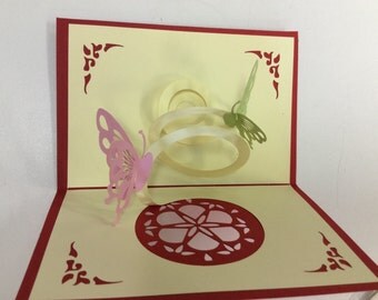 3D butterfly pop up card, blank