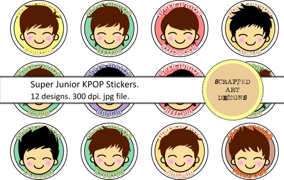 Items similar to SuperJunior KPOP Sticker set, 12 designs