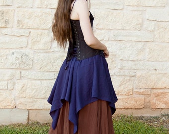 Blue Linen Pixie Skirt Renaissance Garb Halloween Costume