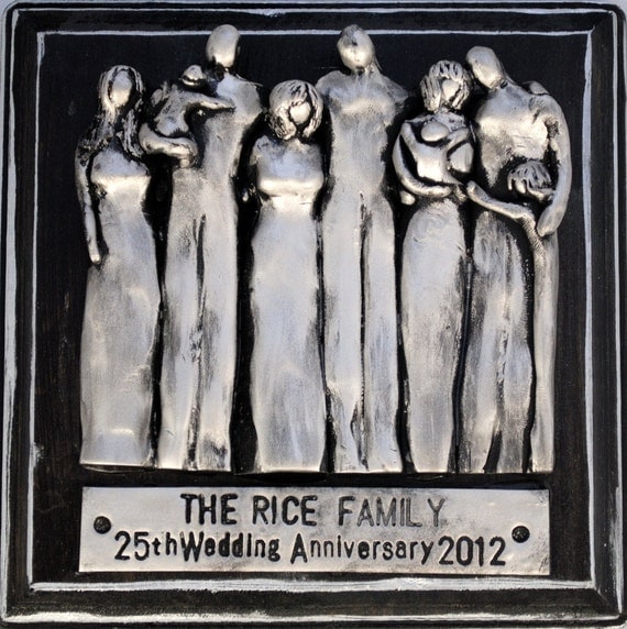 25th Anniversary  Gift  Family Portrait Plaque 25 Year