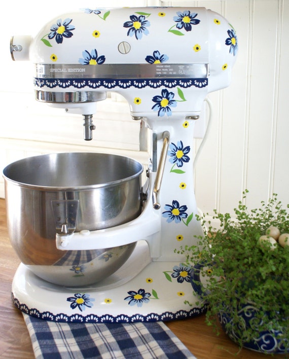 Vintage Blue Flowers Kitchenaid Decal