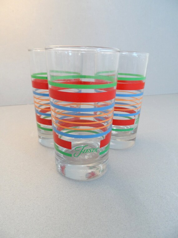 Fiesta Multicolor Stripe 7oz Juice Glasses Kitchen Drinking