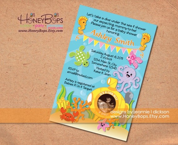 Under the Sea Personalized Printable Invitation - Birthday, Baby Shower - Digital File Il_570xn