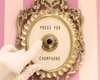 Press For Champagne Framed Vintage Button ( silent version )