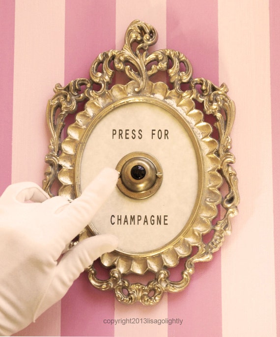 Press For Champagne Framed Vintage Button ( silent version )