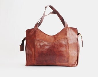vintage 60s SIENNA Pebbled Leather Handbag by VerseauVintage