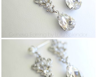 Wedding Earrings Swarovski Crystal Teardrop Bridal Earrings Simple Wedding Jewelry GENEVA