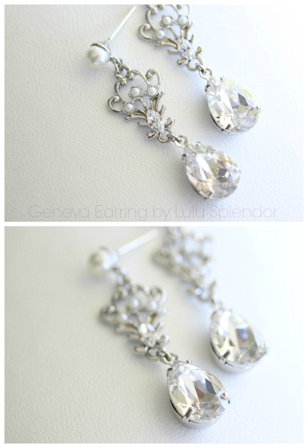 Wedding Earrings Swarovski Crystal Teardrop Bridal Earrings