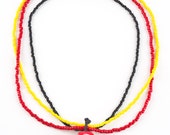 Red, White and Yellow - Seed Bead Pendant Necklace