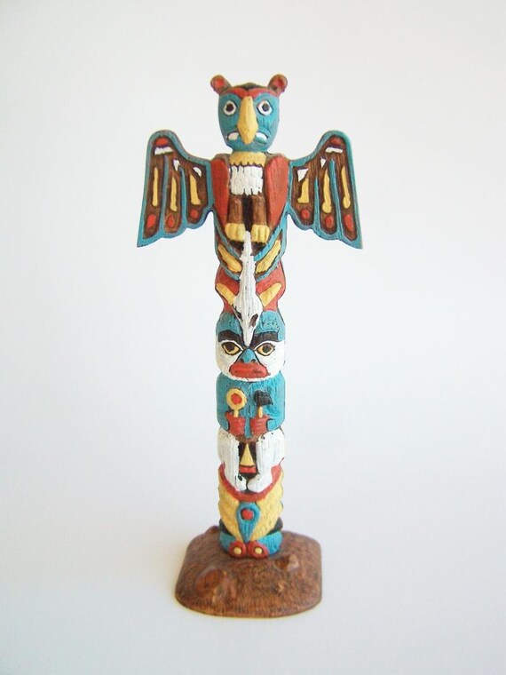 Vintage Toy Schleich-like Totem Pole Painted Plastic Toy Plat