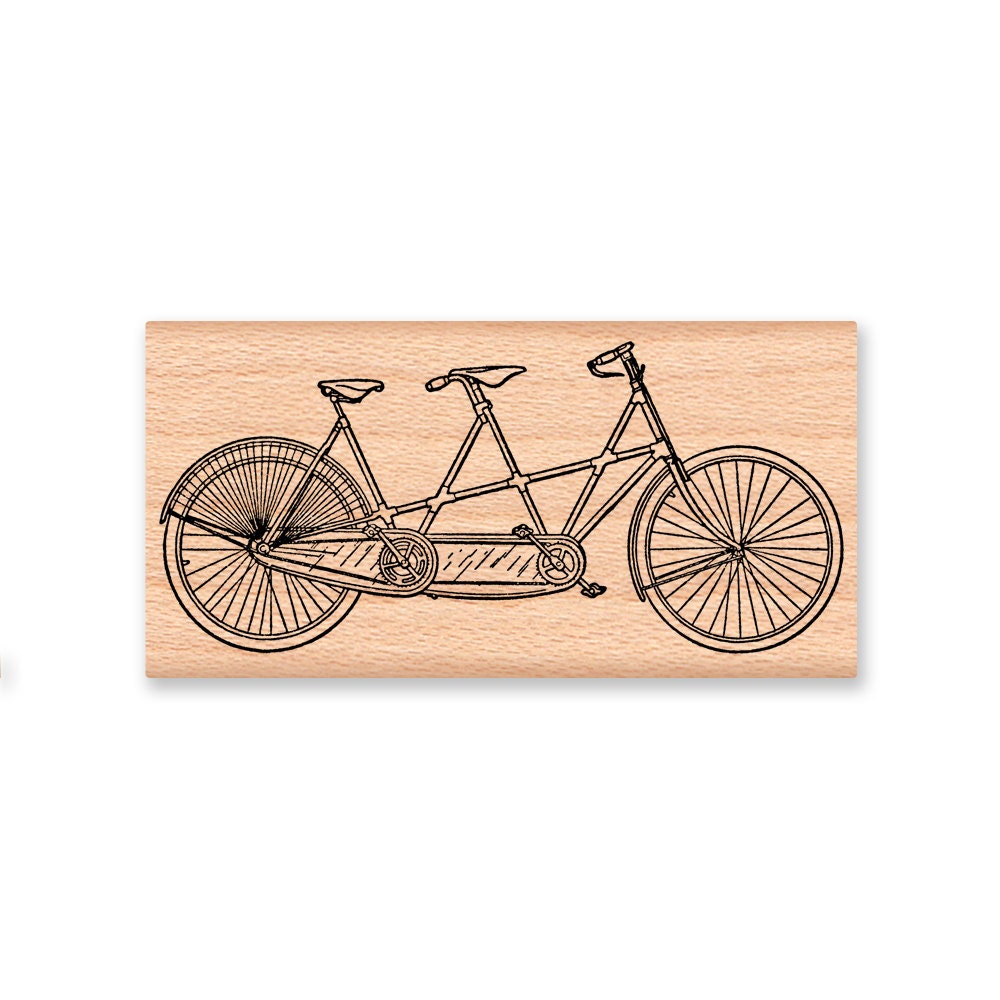 BIKE or BICYCLE STAMP Bicycle Built for Two Tandem Rustic