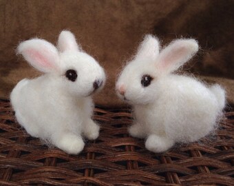 Needle Felted White Bunny Rabbit Baby
