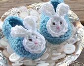 Crochet Baby Bunny Slippers, Easter Baby Boy Bunny Shoes, Blue Baby Easter Bunny Booties, Crochet Baby Easter Photo Prop Size 3 - 6 Months Crochet Baby Bunny Slippers, Easter Baby Boy Bunny Shoes, Blue Baby Easter Bunny Booties, Crochet Baby Easter Photo Prop Size 3 - 6 Months