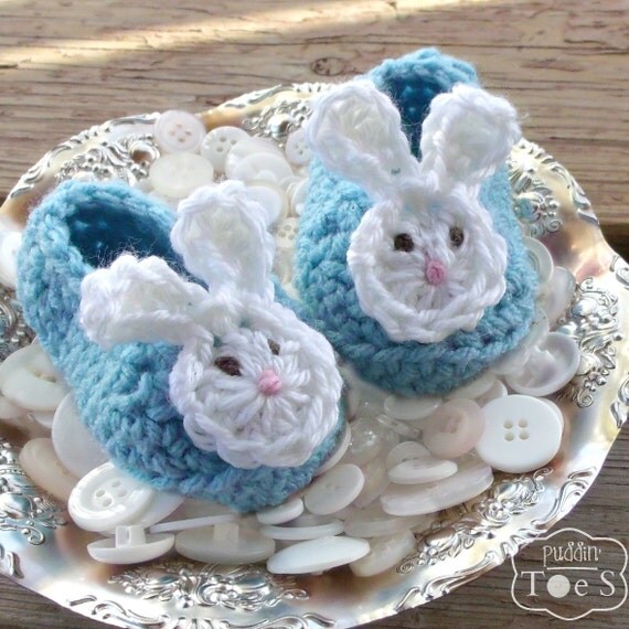 Crochet Baby Bunny Slippers Newborn Easter Boy Bunny by puddintoes