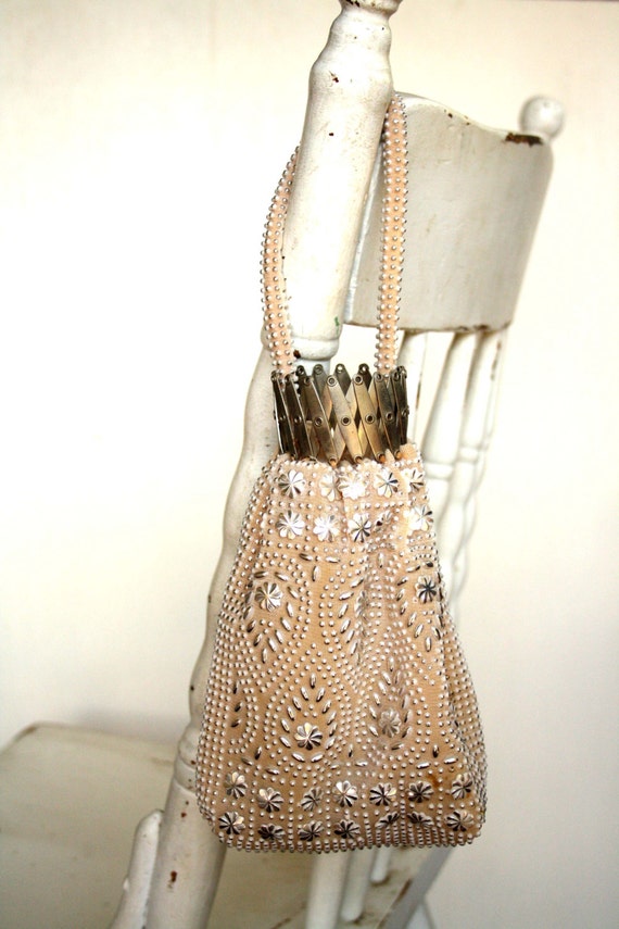vintage bohemian beaded bag clutch purse wedding by AtticBijou