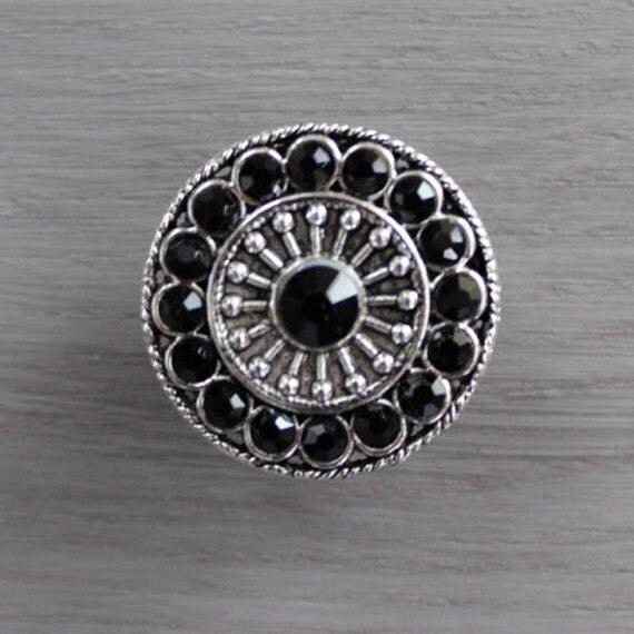 Black Crystal Drawer Knobs Black Glass Knobs in Silver